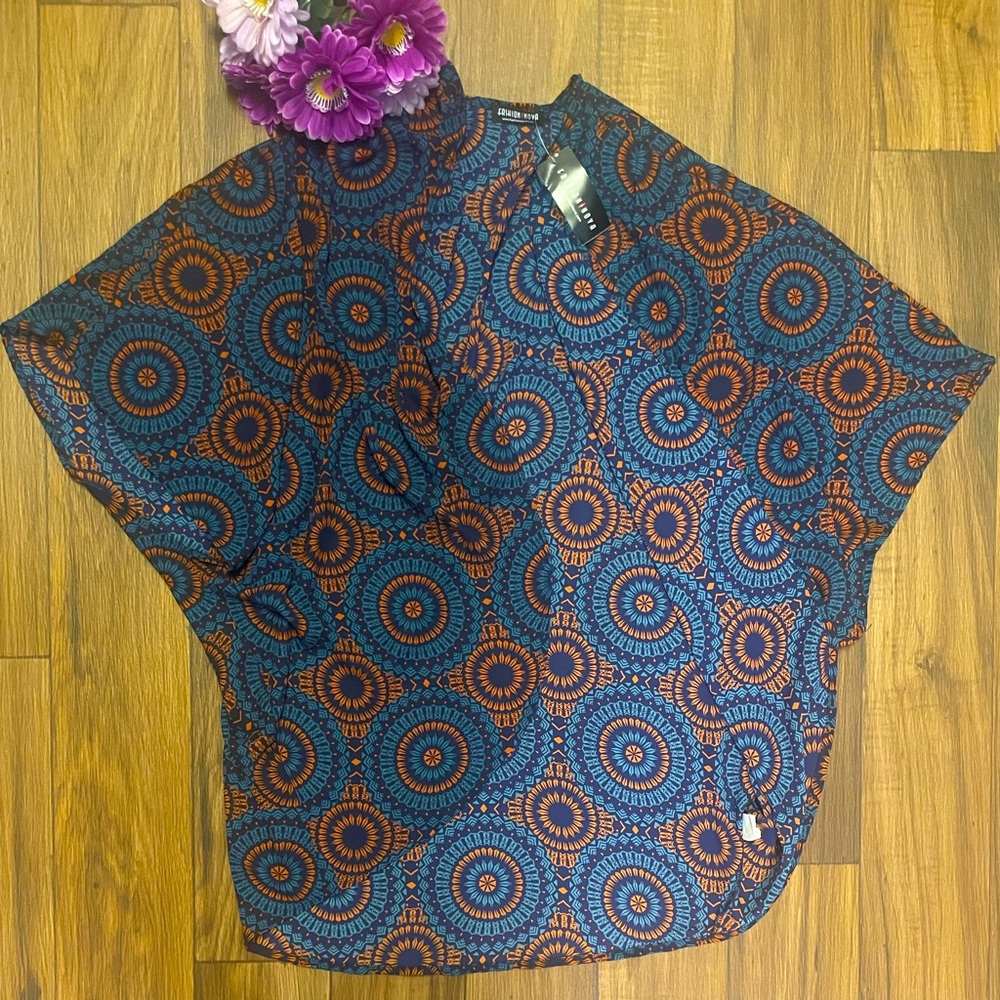***FASHION NOVA orange geometric shape BRAND NEW shawl SZ XL****
